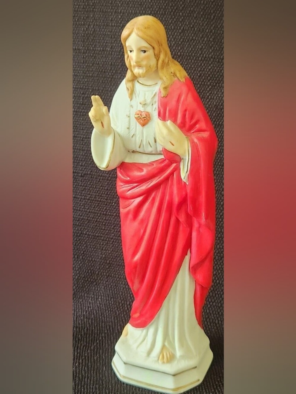 Vintage Roman Inc. Sacred Heart of Jesus 7" Statue Ceramic Figurine Japan - Picture 3 of 11